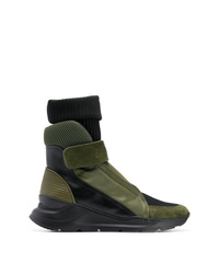 Olive Quilted Suede High Top Sneakers