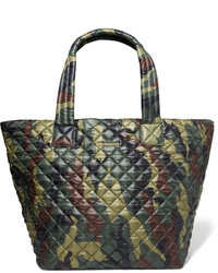 MZ Wallace Metro Camouflage Print Quilted Shell Tote Army Green