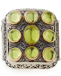Konstantino Color Classics Rectangular 9 Stone Peridot Ring Size 7