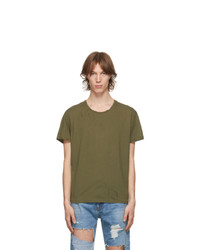 Olive Ripped Crew-neck T-shirt