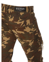 Balmain 15cm Destroyed Camouflage Jeans