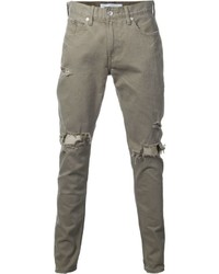 olive ripped jeans mens