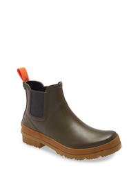 Olive Rubber Chelsea Boots
