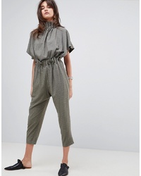 ASOS WHITE Soft Ruffle Jumpsuit In Jacquard