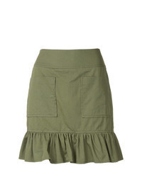 Olive Ruffle Mini Skirt