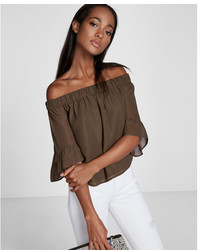 Express Ruffle Sleeve Off The Shoulder Blouse