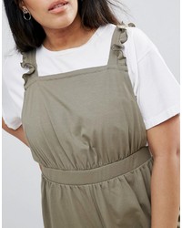 Asos Curve Curve Pinafore Romper With Ruffle Straps