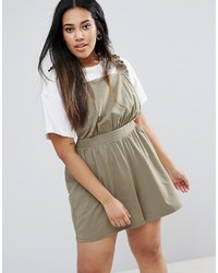 Asos Curve Curve Pinafore Romper With Ruffle Straps