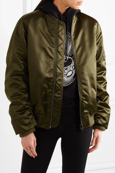 ACNE STUDIOS Embroidered ruched satin bomber jacket