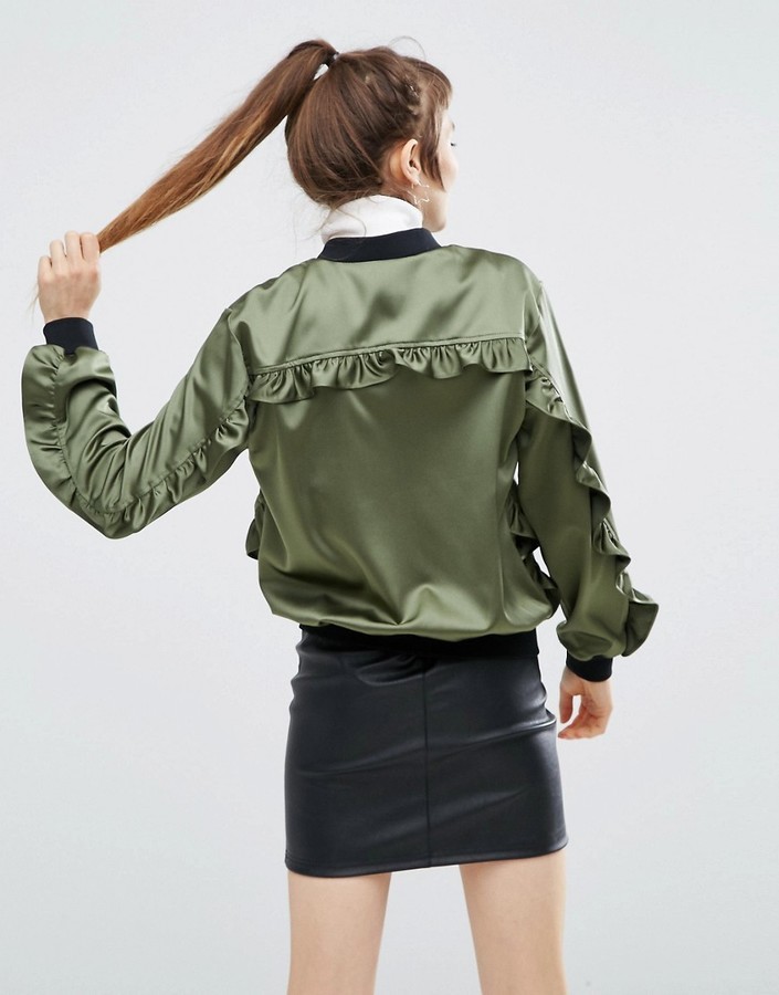 ruffled bomber jacket