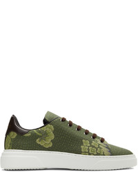 Olive Satin Low Top Sneakers
