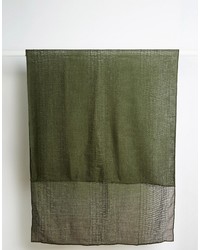 Asos Laddered Blanket Scarf In Khaki