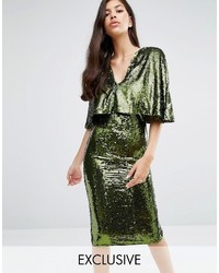 Olive Sequin Midi Dress