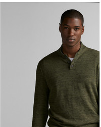 Express Shawl Collar Marled Henley Sweater