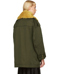 Burberry Green Shearling Collar Jacket