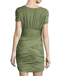 Halston Heritage Scallop Ruched Sheath Dress Willow