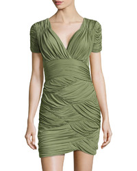 Halston Heritage Scallop Ruched Sheath Dress Willow
