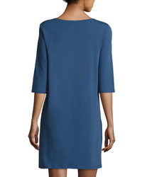 Eileen Fisher 34 Sleeve V Neck Jersey Shift Dress Plus Size