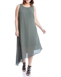 Karen Kane Plus Size Asymmetrical Overlay Shift Dress