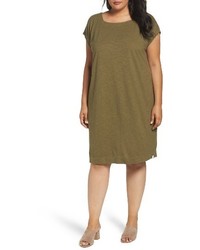 Eileen Fisher Plus Size Hemp Organic Square Neck Shift Dress
