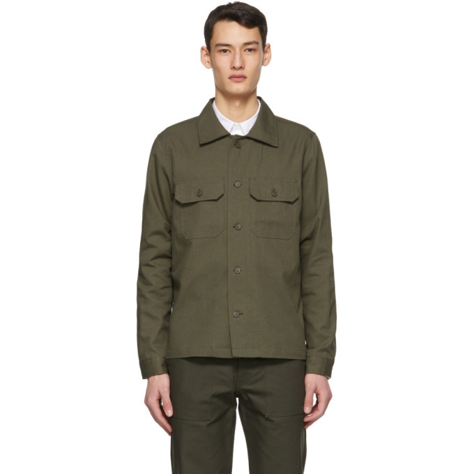 Naked And Famous Denim Green Oxford Work Shirt Ssense Lookastic