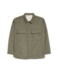 Topman Oversize Button Up Overshirt In Khaki At Nordstrom