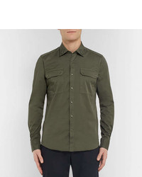 Tod's Slim Fit Embroidered Stretch Cotton Shirt