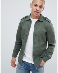 Replay Star Embroidery Military Overshirt In Green