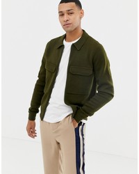 Ted Baker Zip Through Merino Blend Cardigan With Patch Pockets
