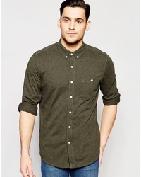 Asos Brand Jersey Shirt In Khaki In Regular Fit