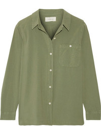 The Great The Campus Cotton Canvas Shirt Green