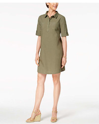 Karen Scott Cotton Cuffed Sleeve Shirtdress Created For Macys
