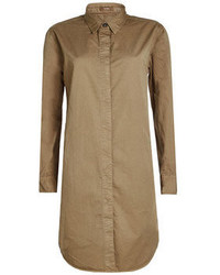 Closed Cotton Shirt Dress With Linen