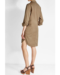 Closed Cotton Shirt Dress With Linen