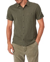 Paige Brayden Slim Fit Solid Short Sleeve Button Up Shirt