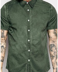 Asos Shirt In Short Sleeve With Heavy Wash