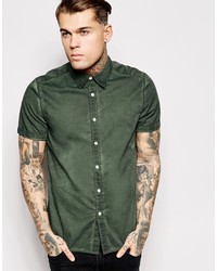 Asos Shirt In Short Sleeve With Heavy Wash