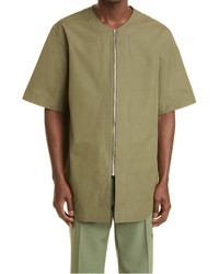 Jil Sander Short Sleeve Zip Up Baseball Shirt In 330