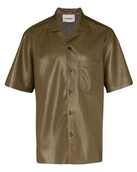 Nanushka Short Sleeved Faux Leather Shirt