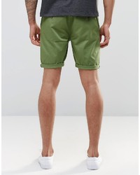 Asos Brand Slim Chino Shorts In Green