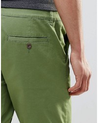 Asos Brand Slim Chino Shorts In Green