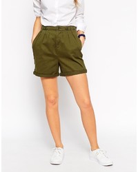 Asos Collection Highwaisted Twill Shorts With Turnup