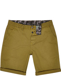 River Island Khaki Green Chino Shorts
