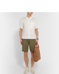 Margaret Howell Mhl Cotton And Linen Blend Twill Shorts