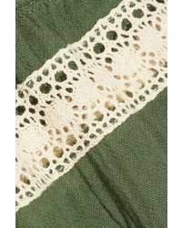 Eberjey Pippa Crochet Trimmed Gauze Shorts Army Green