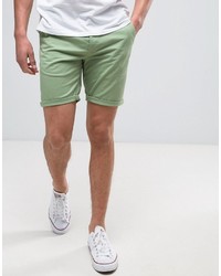 Asos Slim Chino Shorts In Light Green