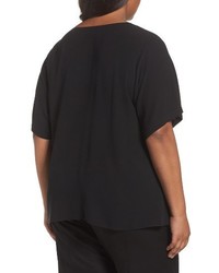 Eileen Fisher Plus Size Silk V Neck Top