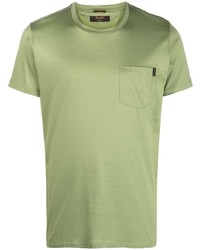 Olive Silk Crew-neck T-shirt