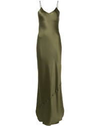 Olive Silk Evening Dress