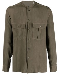 Etro Silk Band Collar Long Sleeve Shirt